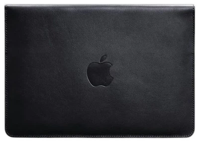 Кожаный чехол-конверт на магнитах для MacBook 13 дюйм, темно-синий, натуральная кожа Краст, ручная работа, 33,5×23,5 см 58652