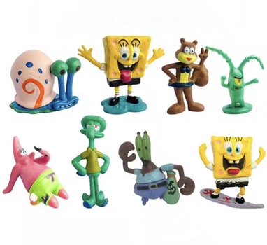 Набор игровых фигурок Губка Боб Квадратные Брюки (SpongeBob), 8 шт