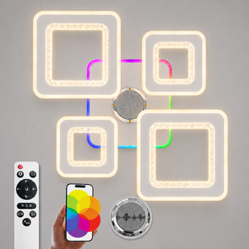 Люстра потолочная светодиодная с музыкальной колонкой и RGB подсветкой для большой гостиной и студии VALESO YZ
