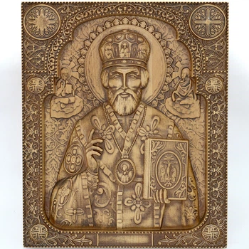 Різьблена ікона "Святий Миколай", 30х25 см