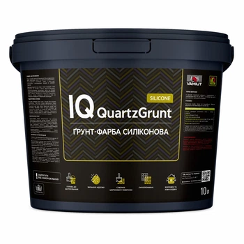 Ґрунт-фарба з кварцевим піском VAMIUT IQ QuartzGrunt SILICONE, Біла, 10 л.