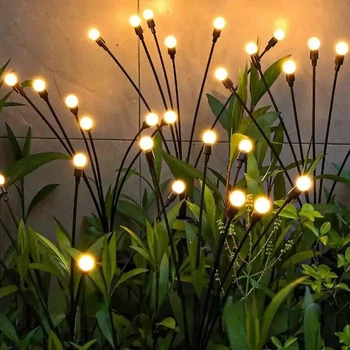 Садовий ліхтар на сонячній батареї «Світлячок» 70 см 10 LED, декоративний вуличний світильник (1 шт)