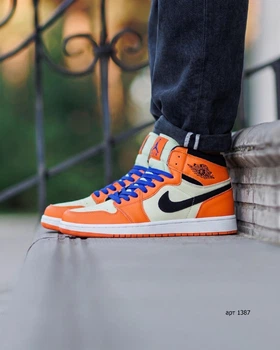 Кросівки чоловічі NK Jordan Retro 1 Hight 41 (25.5 см) Orange Yellow Navy (арт 1387)