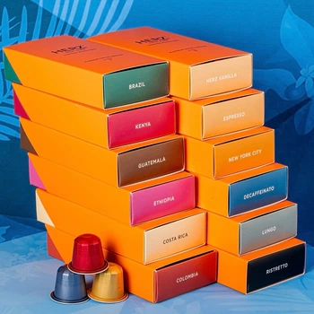 HERZ Набор капсульного кофе New York Ultimate Collection, 120 капсул, совместимые с кофемашинами Nespresso Original
