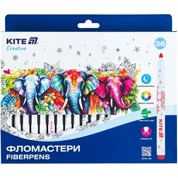 Фломастеры "Kite" 36 цветов /K-1154/ Creative Superwashable