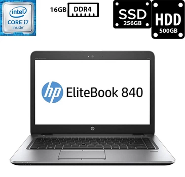 Ноутбук Hewlett Packard EliteBook 840 G3 14” TN 1920x1080 Core i7-6600U 16GB DDR4 SSD 256GB+HDD 500GB HD Graphics 520 Камера (H840G3i7R8S256H500A) Б/У