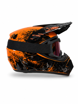 Мотошлем кроссовый Enduro DOT с очками S 55-56 см оранжево-черный