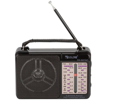 Радиоприемник FM аналоговый мощный Golon RX-A607AC от сети и батареек R20 Black