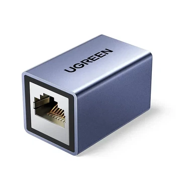 Соединитель витой пары RJ45 Ugreen 1 Гбит/с PoE разъем-удлинитель Ethernet алюминиевый Grey (NW325)