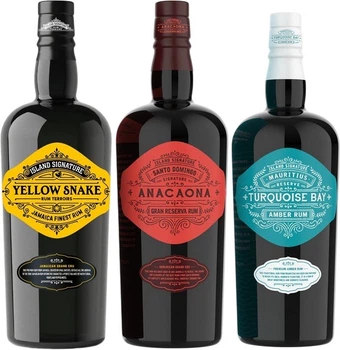 Ром Island Signature Anacaona 0.7 л 40% + Ром Island Signature Yellow Snake 0.7 л 40% + Ром Island Signature Turquoise Bay 0.7 л 40% (3760258230389)
