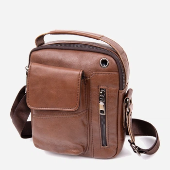 Сумка планшет через плечо мужская из натуральная кожи Vintage leather-20414 Коричневая