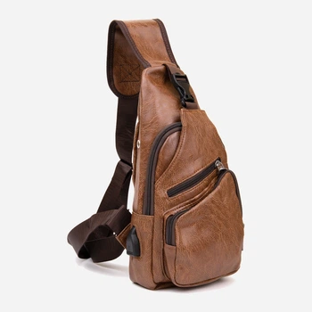 Сумка слинг через плечо мужская Vintage leather-20573 Рыжяя