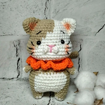 Мягкая игрушка ручной работы вязаная амигуруми Hand Made Котик 14 см 202-80-10