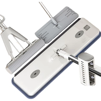 Швабра Sobam Flat Mop, 42 см, 6 салфеток, с ведром
