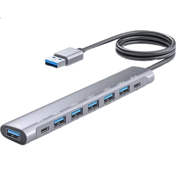 USB-концентратор Youlianxing USB 3.0, 8 портов, кабель 1.2 м, с адаптером питания
