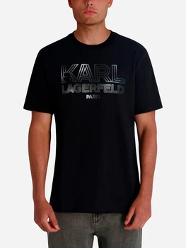 Футболка бавовняна довга чоловіча Karl Lagerfeld 236059074 M Чорна (1159954708)