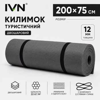 Килимок туристичний IVN двошаровий ППЕ 200×75×1.2 см збільшений CH-4130