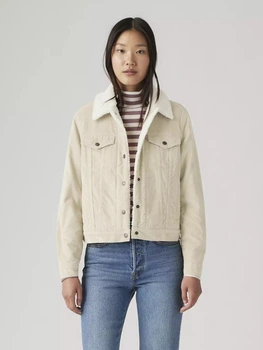 Вельветова куртка с мехом жіноча Levi`s 209863662 XL Молочна (1160185616)