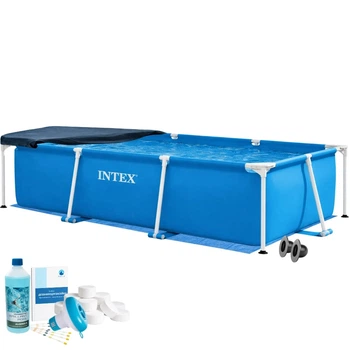 Детский каркасный бассейн Intex Metal Frame, в наборе подстилка, тент, химия, 300х200х75 см (IP-175901)