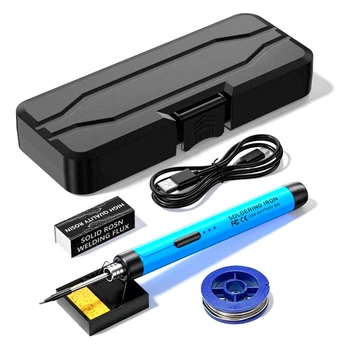 Портативный мини-паяльник с аккумулятором, заряжаемый от USB, мощностью 8 Вт, для точной пайки, синий