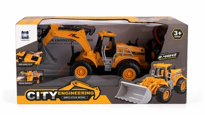 Экскаватор-погрузчик на радиоуправлении City Engineering 2.4 GHz с парогенератором