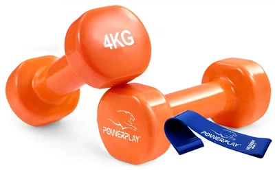 Гантели виниловые Active Point 4 кг Оранжевые пара с резинкой для фитнеса 7,5 кг