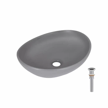 Накладная раковина Qtap Dove 415x340x140 мм овальная керамика Stone grey