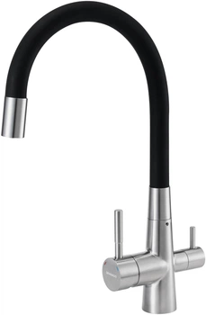 Змішувач кухонний c підключенням до фільтру GRANADO Lerma INOX Black