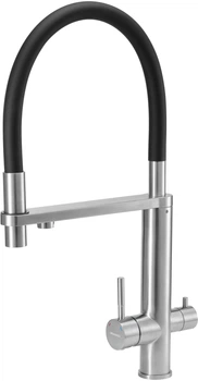 Змішувач кухонний з підключенням до фільтру GRANADO Hita INOX Black