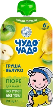 Пюре Чудо-Чадо Груша-яблоко натуральное без сахара с 5 месяцев 90 г (4820016253612)