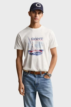 Чоловіча біла футболка GRAPHIC Gant S 2003444
