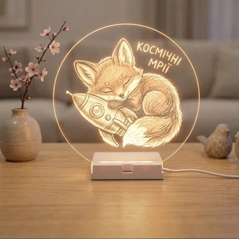 Доска для заметок светильник LED круглая 20 см USB питание маркер ночник AND 5803