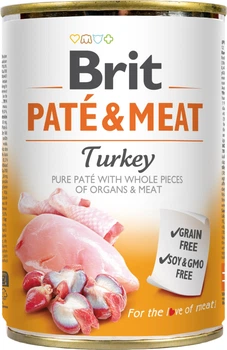 Влажный корм для взрослых собак Brit Pate & Meat с индейкой 400 г (8595602530298/8595602557479)