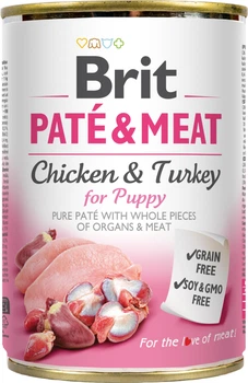Влажный корм для щенков Brit Pate & Meat с курицей и индейкой 400 г (8595602530335)
