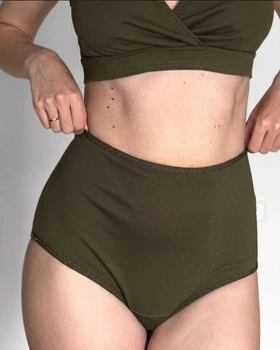 Высокие послеродовые трусы KOKO Boutique хаки, интерлок, S/M