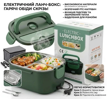 Ланч бокс 220В Ланчбокс электрический на 2 отделения Судок контейнер для обедов хранения пищи с подогревом