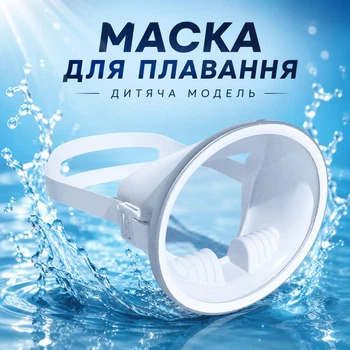 Маска для плавания детская M1915 с закаленным стеклом для бассейна и моря белая