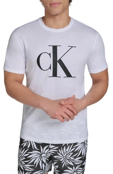 Мужской рашгард Calvin Klein футболка для купания с защитой от солнца UPF 40 1160175120 (Белый S)