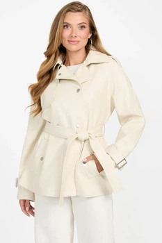 Женская куртка-тренч из экокожи GUESS 1160148834 (Молочный XL)