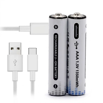 Комплект акумуляторних батарейок Energy Li-ion AAA 1.5V 1350 mAh 2 шт. з кабелем USB Type-C (10598)