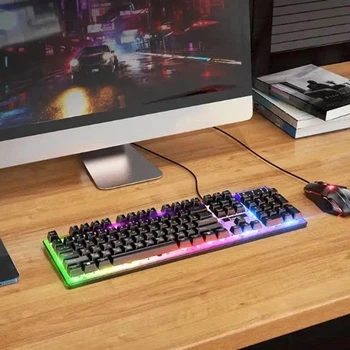 Игровая клавиатура и мышь HOCO GM18 RGB комплект 104 клавиши проводной геймерский сет