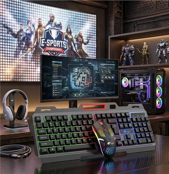 Комплект T750 клавиатура и мышь игровой USB RGB проводной черный