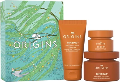 Набір для догляду за обличчям Origins GinZing Rich Energizing Крем для обличчя 50 мл + Крем для шкіри навколо очей 15 мл + Скраб 30 мл (717334281547)