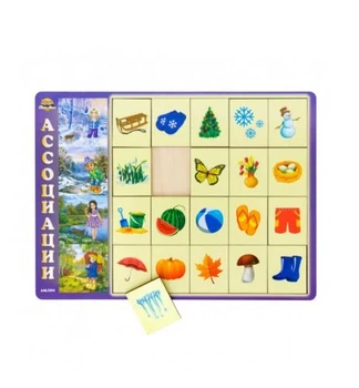 Деревянная игра Ubee Ассоциации времена года 32,5x23 см разноцветная