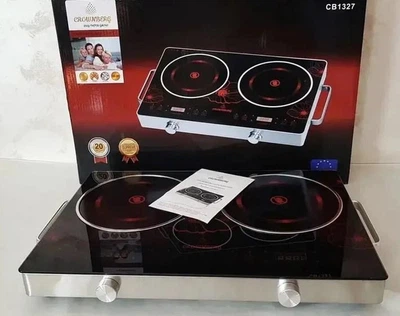 Плита електрична інфрачервона Crownberg CB-1327, 2 комфорки, потужність до 2000Вт