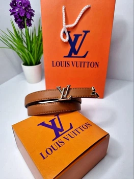 Женский кожаный брендовый ремень LOUIS VUITTON пояс рыжий + упаковка в подарок