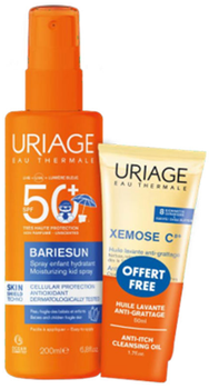 Zestaw kosmetyków do pielęgnacji Uriage Spray przeciwsłoneczny Bariesun Spf 50 200 ml + Olejek oczyszczający Xemose C8+ 50 ml (3661434032226)
