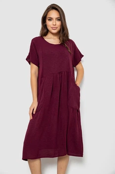 Платье женское однотонное повседневное, цвет сливовый, размер XXL-XXXL FA_015200