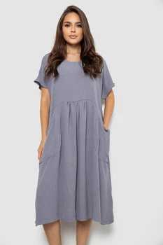 Сукня жіноча однотонна повсякденна, колір сірий, 4XL-5XL 214R209