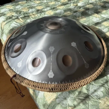 Ханг Handpan D Kurd 10 нот 55 см графітово-сріблястий з мандалами